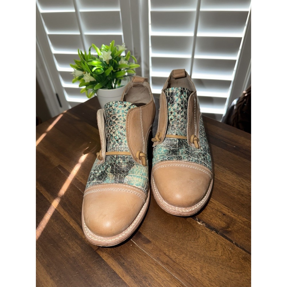Freebird Mabel Oxfords Womens Size 7 Turquoise Multi Tan Leather Snakeskin - Picture 2 of 9